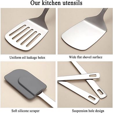 3-Piece Stainless Steel Spatula Set, Heat-Resistant, Durable Cooking Utensils