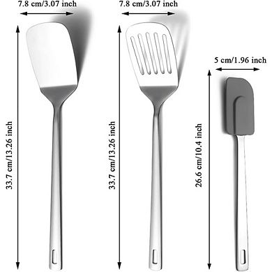 3-Piece Stainless Steel Spatula Set, Heat-Resistant, Durable Cooking Utensils