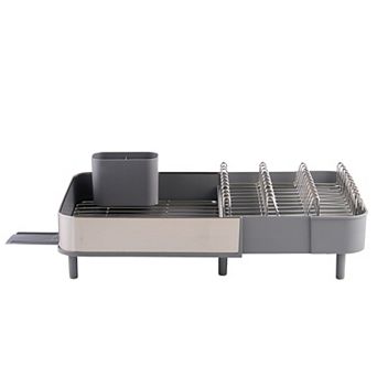 Sweet Home Collection 4 pc Expandable Dish Drying Rack with Steel Frame and Utensil Holder