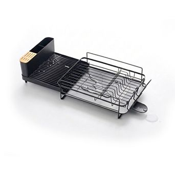 Sweet Home Collection 3 pc Dish Dryer Rack with Expandable Base and Utensil Holder