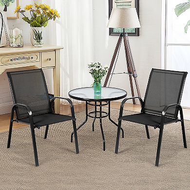Costway 2PCS Patio Chairs Dining Chair Deck Yard W/Armrest
