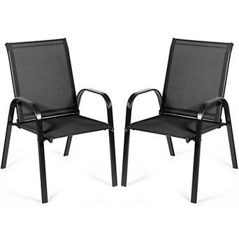 Costway 2 pc Patio Chairs Dining Chair Deck Yard W/Armrest