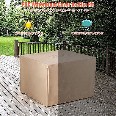 Costway 7PCS Patio Rattan Furniture Set 30'' Fire Pit Table Cover Cushion Sofa