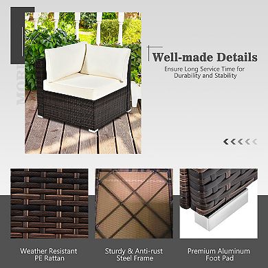 Costway 7PCS Patio Rattan Furniture Set Fire Pit Table Cover Cushion