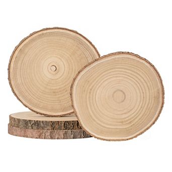 Vintiquewise Set of 4 Rustic Wood Slices Round Wooden Slabs for Chargers, Cake Risers & Decor
