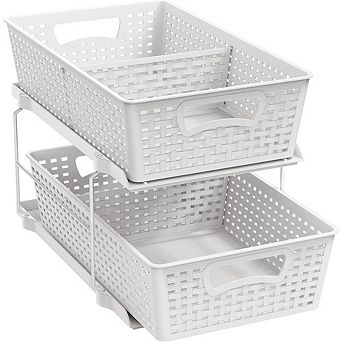 2 tier Pull-Out Sliding Drawer Organizer, Under Sink Storage