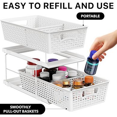 2-Tier Pull-Out Sliding Drawer Organizer, Under Sink Storage