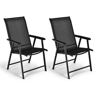 Costway Patio Folding Dining Chairs Portable Camping Armrest Garden