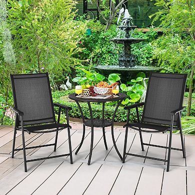 Costway Patio Folding Dining Chairs Portable Camping Armrest Garden