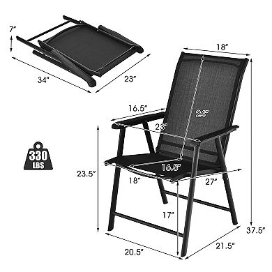 Costway Patio Folding Dining Chairs Portable Camping Armrest Garden