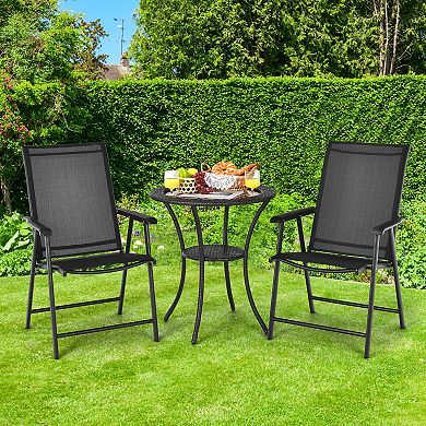 Costway Patio Folding Dining Chairs Portable Camping Armrest Garden
