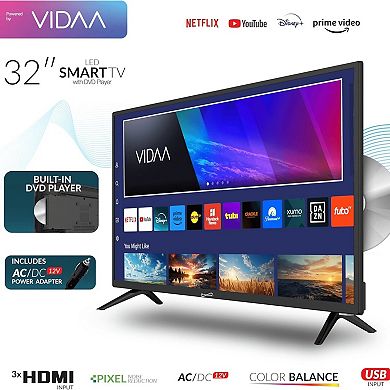 Supersonic 32-inch DLED Smart HDTV with DVD Player ATSC and NTSC System ACDC Compatible