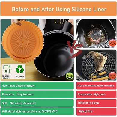 2-Pack Silicone Air Fryer Liners, Reusable, Heat-Resistant, Non-Stick