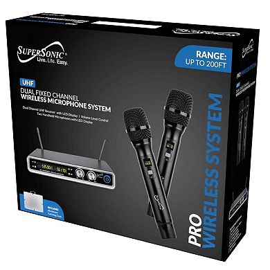 Supersonic UHF Dual Fixed Channel Professional Wireless Microphone