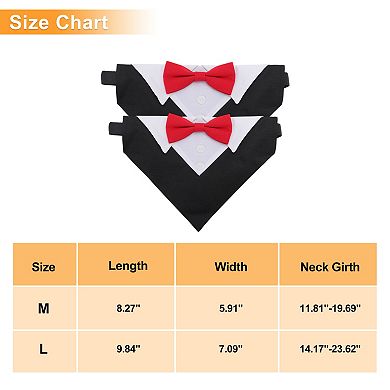 Tuxedo Dog Collar with Bow Tie and Adjustable Buckle Black Red 1Pc