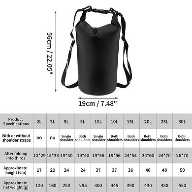 Durable Waterproof Dry Bag Shoulders 10L for Outdoor Activities 1Pc