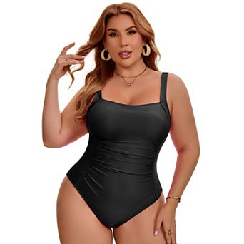 Women's Plus Size 1 pc Swimsuit Push Up Tummy Control Ruched Pool Party Bathing Suit Swimwear