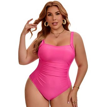 Women's Plus Size 1 pc Swimsuit Push Up Tummy Control Ruched Pool Party Bathing Suit Swimwear