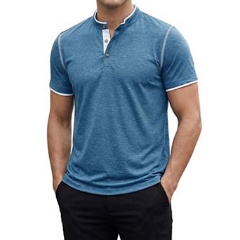 Men's Henley T-Shirts Short Sleeve Casual Contrast Trim T-Shirts