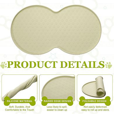 1Pc Dog Food Mat Pet Feeding Mat Non-Slip Double Circle Style Waterproof