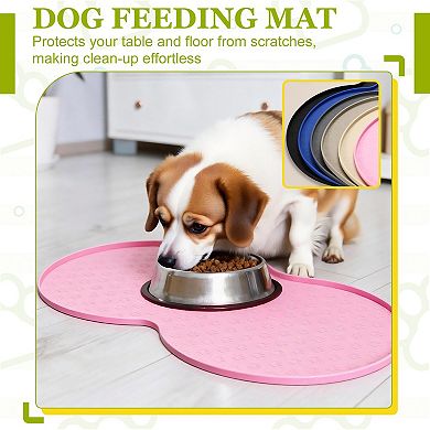 1Pc Dog Food Mat Pet Feeding Mat Non-Slip Double Circle Style Waterproof