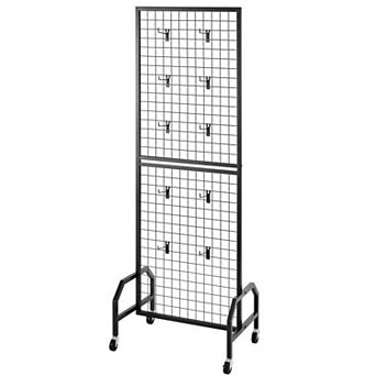 Rolling Wire Grid Display Panel with Hooks for Storage and Retail