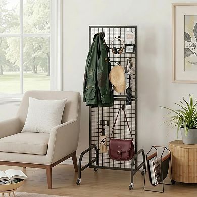 Rolling Wire Grid Display Panel with Hooks for Storage and Retail