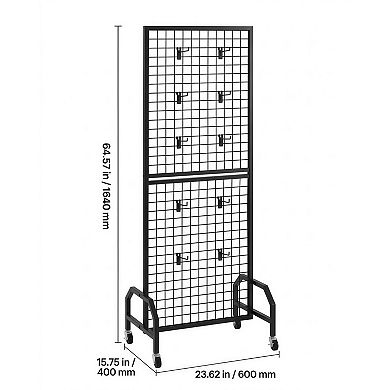 Rolling Wire Grid Display Panel with Hooks for Storage and Retail