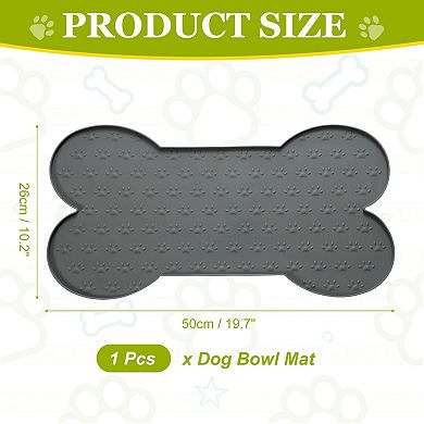 19.7 x 10.2 x 0.3" 1Pc Dog Food Mat, Bone Shaped Waterproof