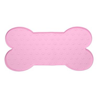 19.7 x 10.2 x 0.3" 1 pc Dog Food Mat, Bone Shaped Waterproof