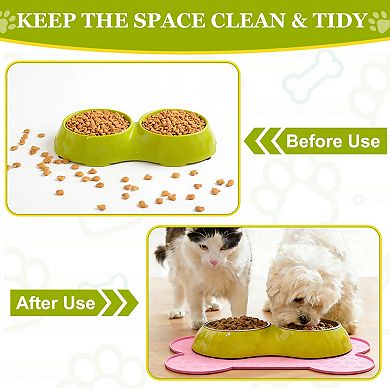 25.6 x 13 x 0.3" 1Pc Dog Food Mat, Bone Shaped Waterproof