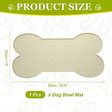 25.6 x 13 x 0.3" 1Pc Dog Food Mat, Bone Shaped Waterproof