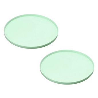 2 pc Cat Food Mat, Round Waterproof Dog Water Bowl Tray Raised Edge Protects for Pets