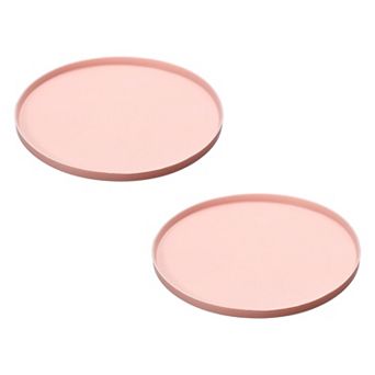 2 pc Cat Food Mat, Round Waterproof Dog Water Bowl Tray Raised Edge Protects for Pets