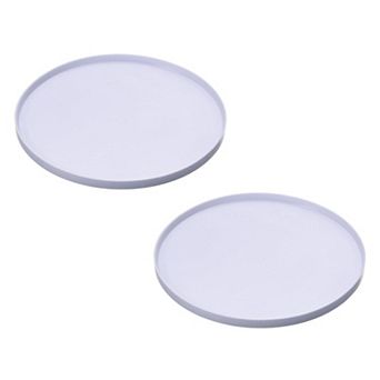 2 pc Cat Food Mat, Round Waterproof Dog Water Bowl Tray Raised Edge Protects for Pets