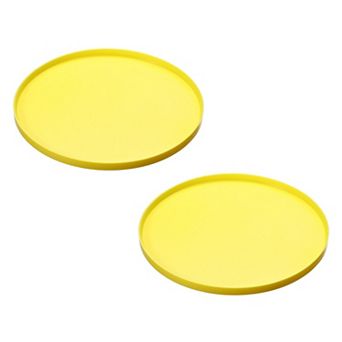 2 pc Cat Food Mat, Round Waterproof Dog Water Bowl Tray Raised Edge Protects for Pets