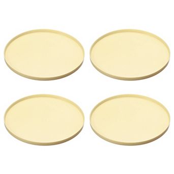 4 pc Cat Food Mat, Round Waterproof Dog Water Bowl Tray Raised Edge Protects for Pets