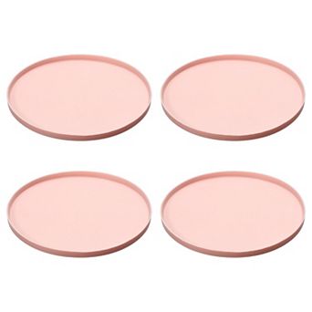 4 pc Cat Food Mat, Round Waterproof Dog Water Bowl Tray Raised Edge Protects for Pets