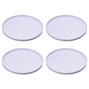 4 pc Cat Food Mat, Round Waterproof Dog Water Bowl Tray Raised Edge Protects for Pets
