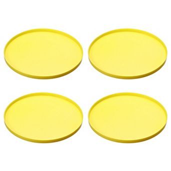4 pc Cat Food Mat, Round Waterproof Dog Water Bowl Tray Raised Edge Protects for Pets