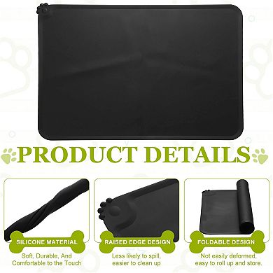 21.7 x 15 x 0.1" 1Pc Pet Feeding Mat Non-Slip Paw Print Style Waterproof