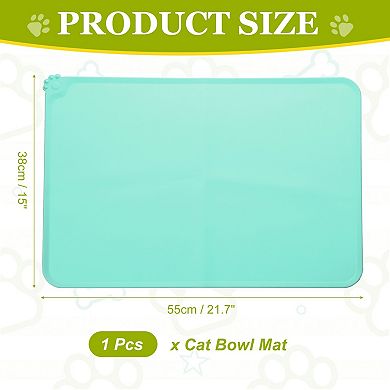21.7 x 15 x 0.1" 1Pc Pet Feeding Mat Non-Slip Paw Print Style Waterproof