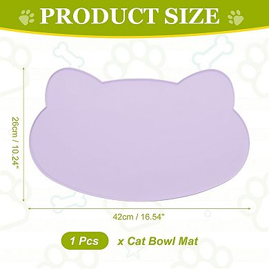 1Pc Cat Food Mat, Silicone Pet Feeding Mat Non-Slip Cat Shaped Waterproof