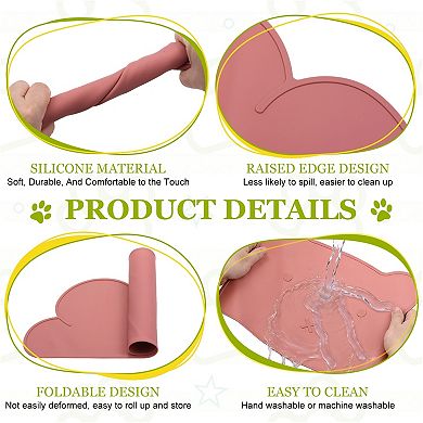 1Pc Silicone Pet Feeding Mat, Waterproof Dog Cat Food Bowl Placemat