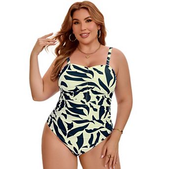 Women's Plus Size Swimsuits Pattern Tummy Control Push Up Swimwear Beach Party 1 pc Bathing Suits