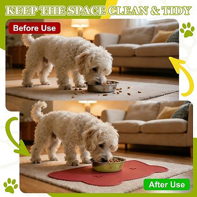 1Pc Silicone Pet Feeding Mat, Anti-Slip Raised Edge Intended for Cat Dog