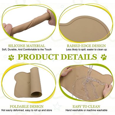 1Pc Silicone Pet Feeding Mat, Anti-Slip Raised Edge Intended for Cat Dog