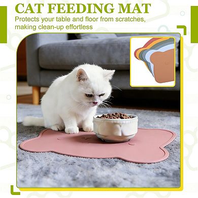 1Pc Silicone Pet Feeding Mat, Anti-Slip Raised Edge Intended for Cat Dog