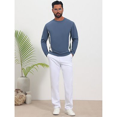 Men's Casual Pullover Crewneck Long Sleeve Color Block Workout Sweatshirt
