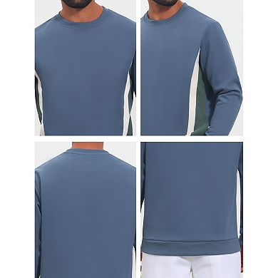 Men's Casual Pullover Crewneck Long Sleeve Color Block Workout Sweatshirt